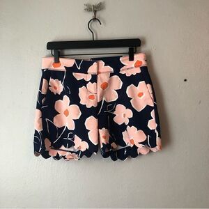 Isaac Mizrahi retro floral print shorts with scalloped hem